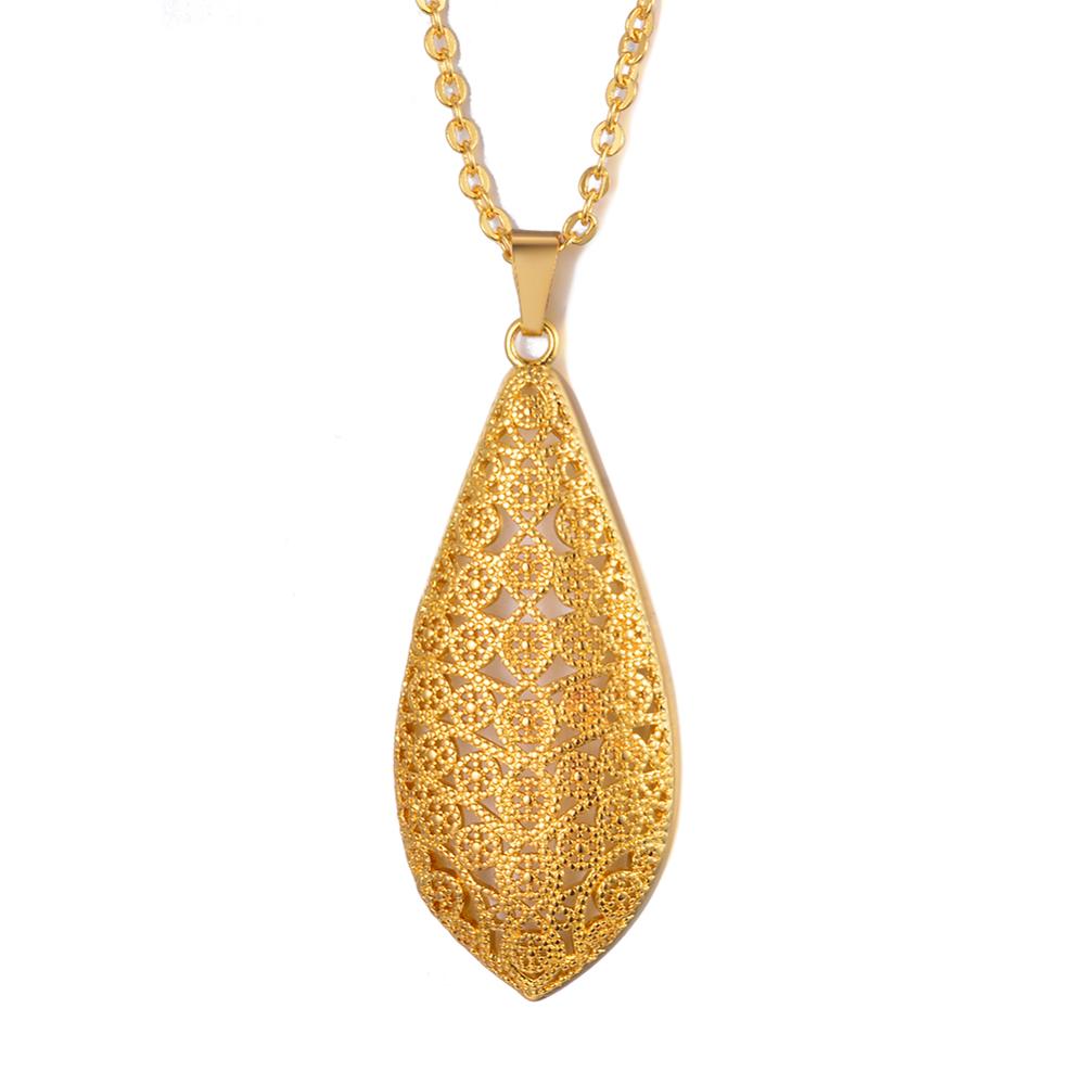 WANDO New Ethiopian Necklaces & Pendants Gold Color Jewelry For African/Ethiopian/Nigeria Women Gift WP10