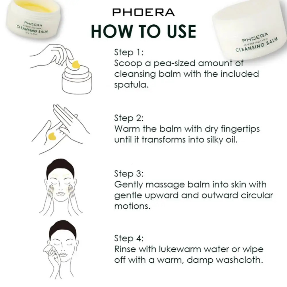 PHOERA Gentle Makeup r Balm Built-in Spoon Deep Cleaning Skincare Makeup Cleaner With Sweet Orange Essential Oil 240624