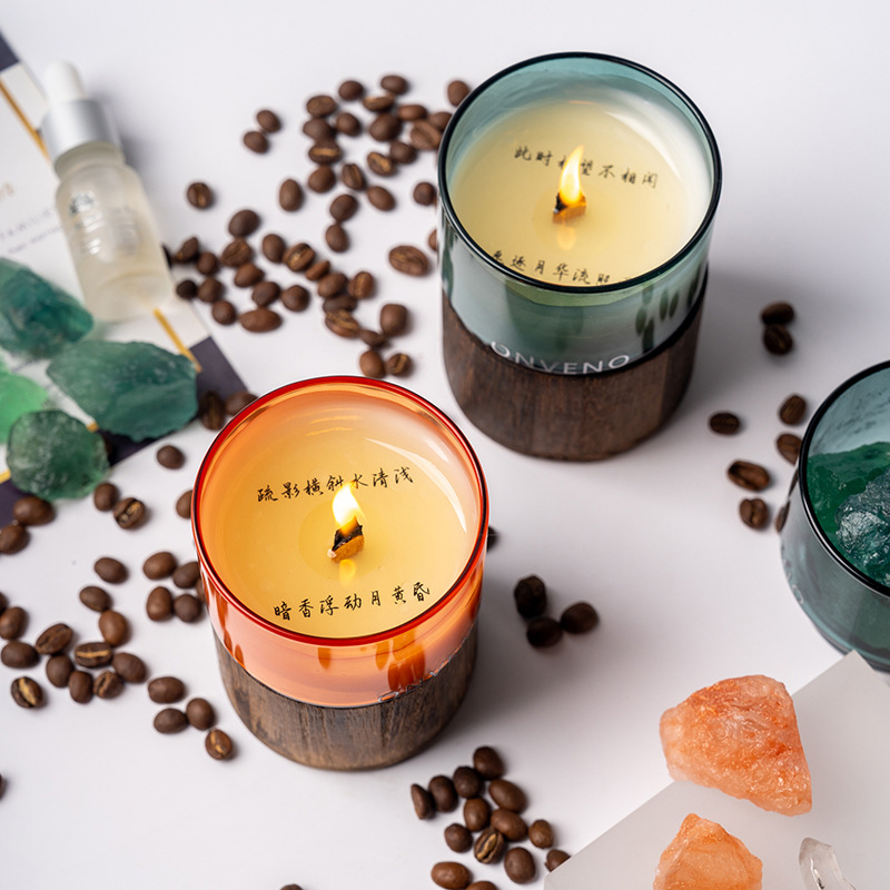 Aromatherapy Scented Candle with Crystal Stone Kit Fragrance Household Indoor Long-lasting Bedroom Mood Calming Essential Oil