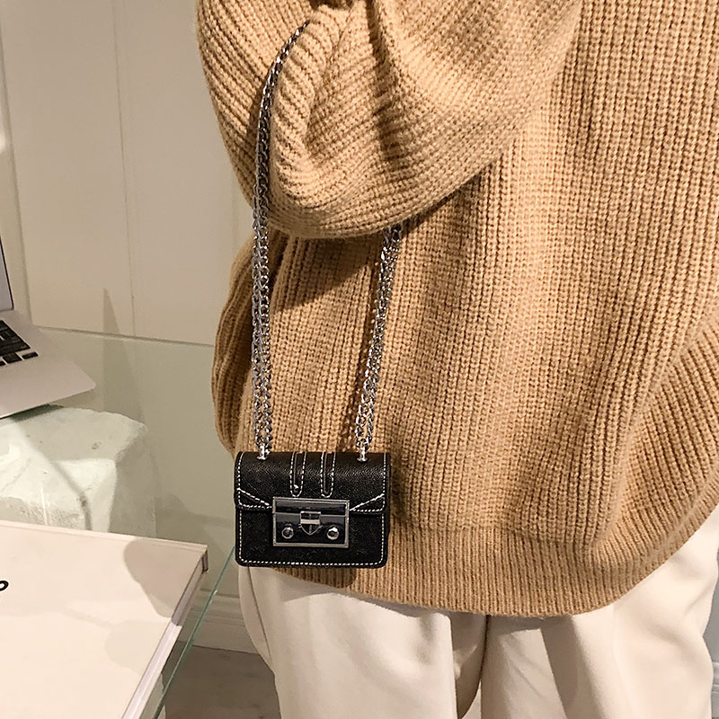 Retro Luxury Mini Lipstick Bag Women's Shoulder Bag Chain Crossbody Bag Designer Lock PU Leather Handbag and Purse Female Clutch