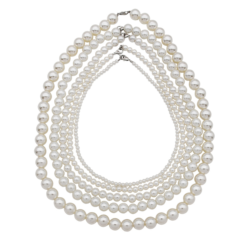 Pearl Necklaces For Man Women 4/6/8/10/12 mm Bead Chain Necklace Collier Custom Jewelry Pearl Accessories Any Size Party Gifts
