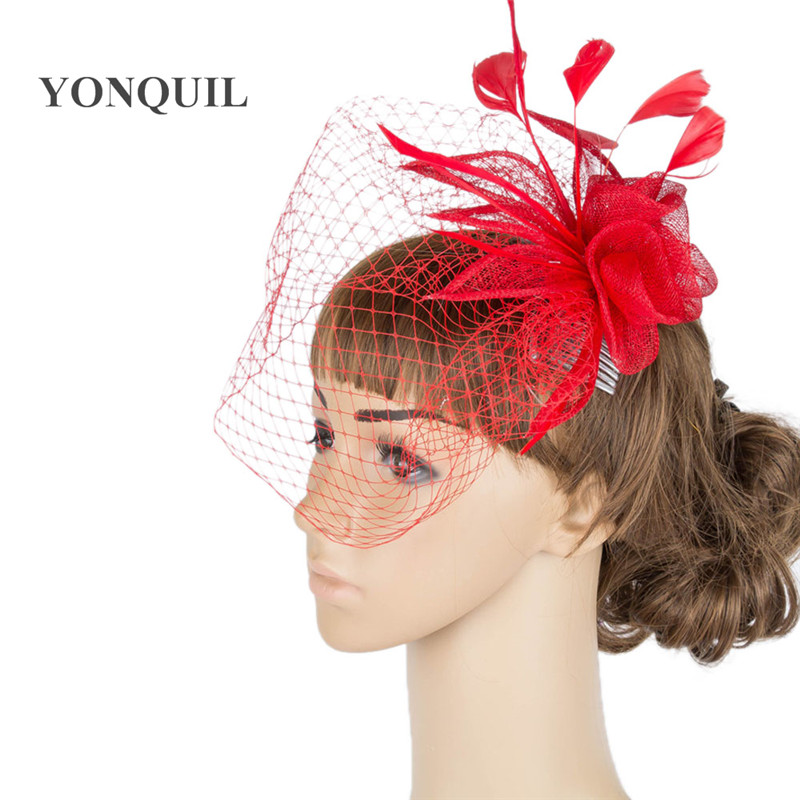 21 Colors High Quality Sinamay DIY Rose Hair Fascinators Bridal Veils Mesh Hats Accessories For Elegaht Women Party Wedding