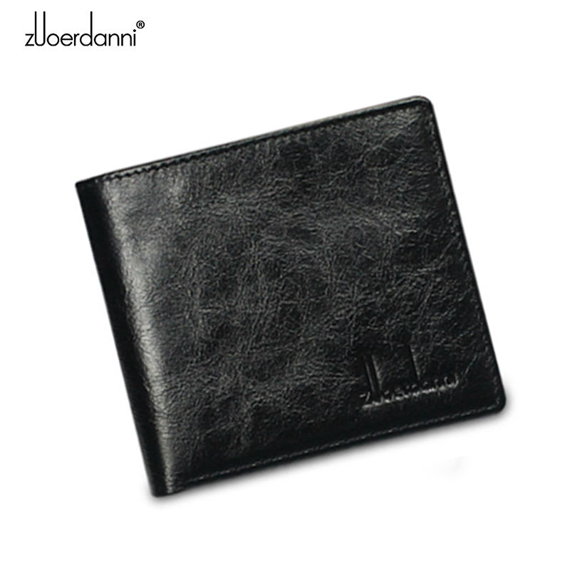 Short Wallets Men Ultra Thin Wallet Genuine Leather Purse Vintage Solid Purses Mens Slim Card Bags High Quality Free Shipping