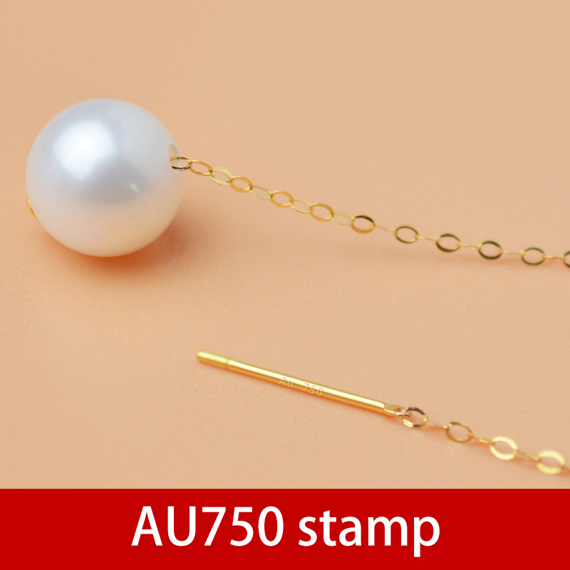 NYMPH Real 18K Gold Jewelry Drop Earrings Natural Freshwater Pearl Pure AU750 Tassel Earrings Fine Jewelry Gifts for Women E365