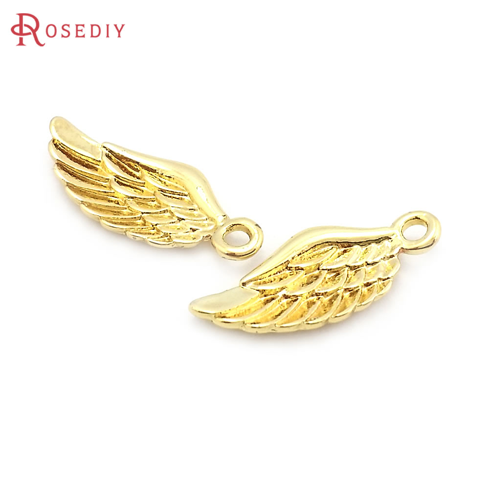 10PCS 16x7MM 18K Gold Color Brass Angel Wings Charms High Quality Diy Jewelry Making Necklace Earrings Accessories for Women