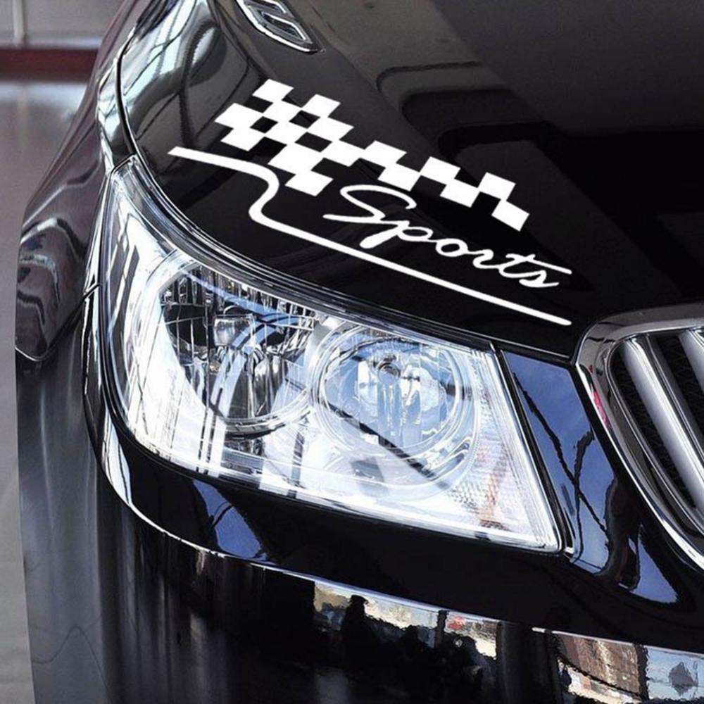 Funny Word Sticker SPORT Letter Checkered Racing Flag Removable Car Sticker Auto Reflective Decal