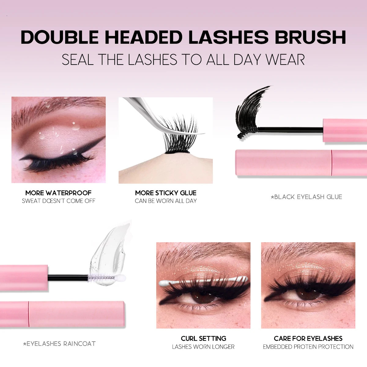 GROINNEYA Lash Clusters Kit With Waterproof Strong Hold DIY Lash Extension Kit Lash Bond And Seal And Eyelash Tweezers Makeup 240624