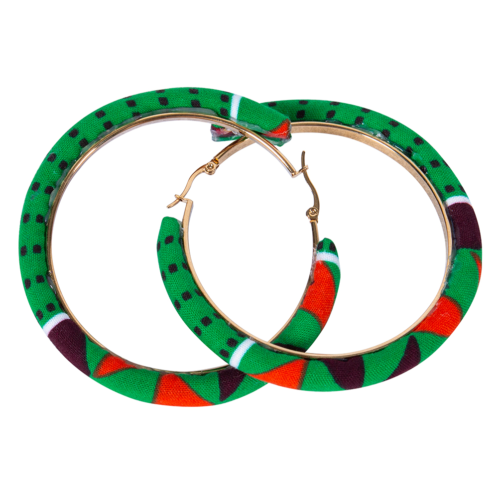 African Fabric Earrings Handmade Cute Earrings Bamboo Hoop Earrings Customize African Print Ankara Big Oversized Earrings WYB724