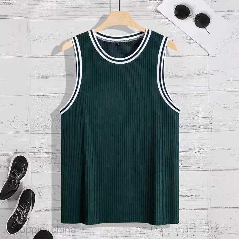 Men's T Shirts Summer Knitted Vertical Stripe Fitness Sports Slim Fit Tank Top Male Racerback Color Block Tank Top tees tops