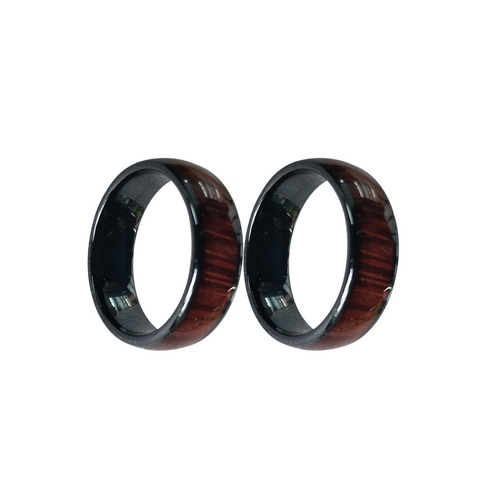 125KHZ or 13.56MHZ RFID Ceramics Wood color Smart Finger Ring Wear for Men or Women