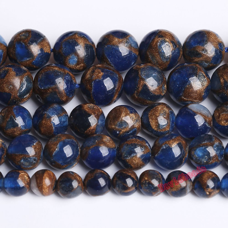 Natural Lake Blue Red Green Cloisonne Stone Round Loose Beads 15 Inches 6 8 10mm Pick Size Beads for Jewelry Making DIY Bracelet