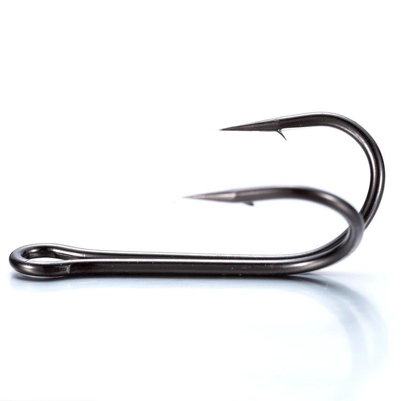 LTHTUG 20pcs/lot Barbed Duple Double Fishing Hook 2# 4# 6# 8# 10# Black Nickel Sharp Prevent Hanging VIB Bait For Bass Perch