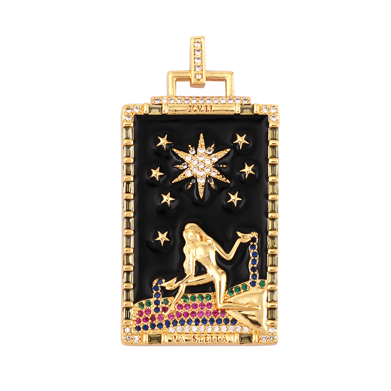 Enamel Tarot Cards Focal Mega Pendant,New 18K Real Gold Plated Shell DIY Jewelry Accessories for Bracelets Necklaces Making M07