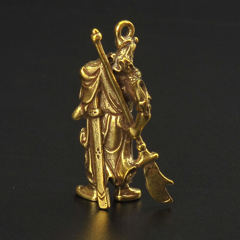 Solid Pure Copper Guan Gong Knife Sword Car Keychain Pendants Luggage Bag Hanging Jewelry Accessories Brass Key Chain Ring Gifts