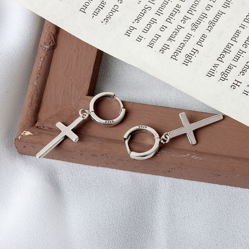 QMCOCO Silver Color Creative Design Of Cross-Shape Stud Earrings For Women Charms Earrings Fine Jewelry Party Gifts