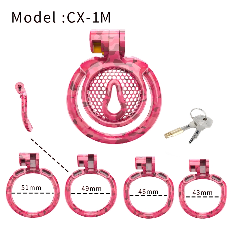 Positive/negative Super Small Chastity Cage Sissy Cross-dressing Toys Camouflage Chastity Lock with 4 Sizes Penis Ring Sexy Toys
