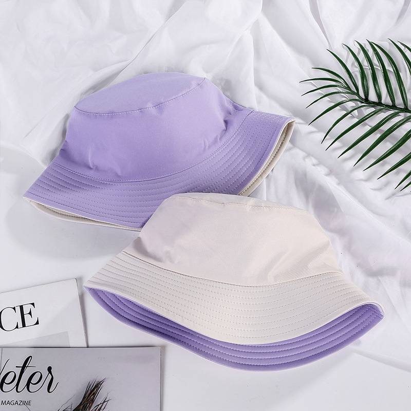 Double-sided Wearing Cap Solid Color Bucket Hat Men Women Sun Hat Reversible Fisherman Hat Summer Panama Cap Sun Fishing Gorros