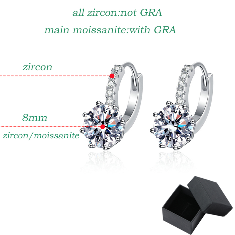 Smyoue 2CT D Color Moissanite Hoop Earrings for Women Lab Diamond 100% 925 Sterling Silver Brilliant Wedding Jewelry Wholesale