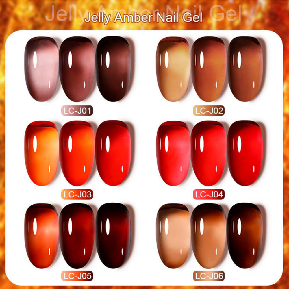 1PC Jelly Amber Gel Nail Polish Brown Crystal Translucent Dull Color Nail Art Autumn Winter Semi Permanent UV Gel Polish Varnish