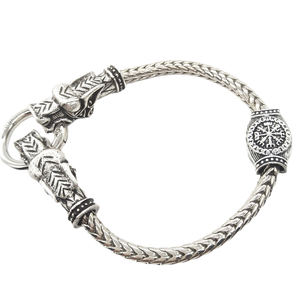 Nostalgia Medieval Norse Wolf Head Viking Jewelry Runes Beads Gothic Accessories Bracelets For Womens Mens Gifts Jewlry