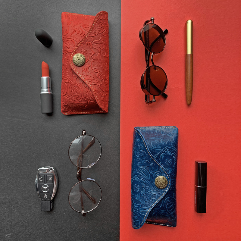 Genuine Leather Case for glasses Handmade Glasses case women's Female Men Reading Glasses cover