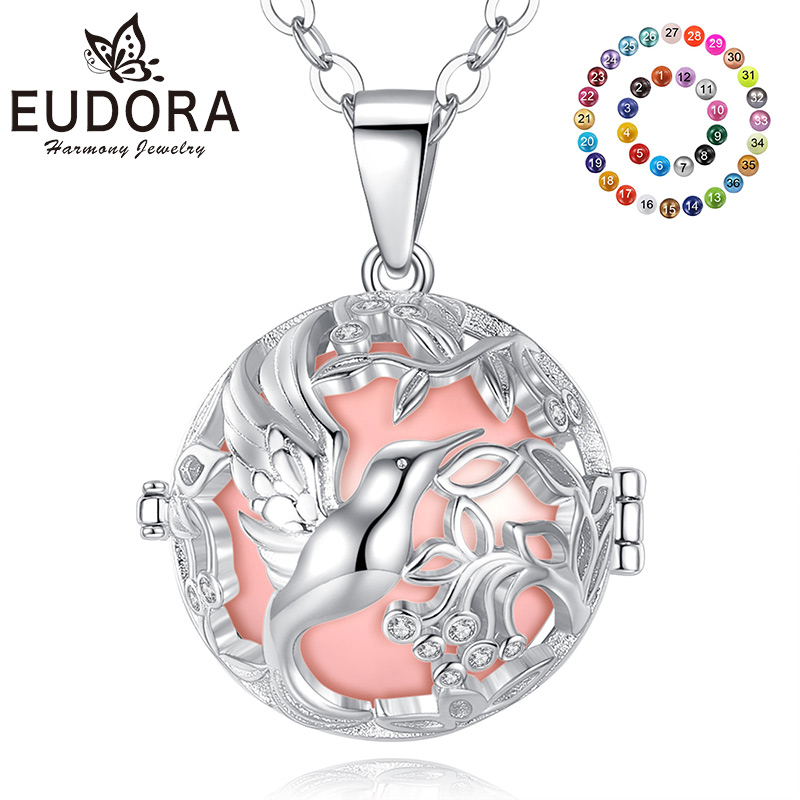 Eudora new 18mm Bird Crystal Cage Pregnancy Chime Bola Ball Pendant Necklace Baby Pregnancy Ladies Jewelry K477N18