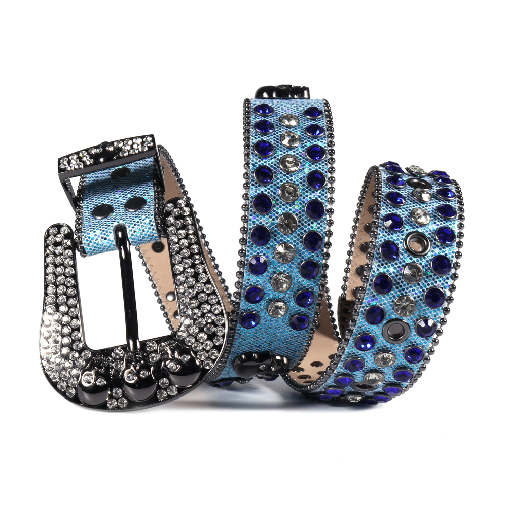 New Designer Rhinestone Belt Western Skull Belt With Diamond Woman Man Quality Strap Cinturones Para Mujer Cinto De Strass Jeans