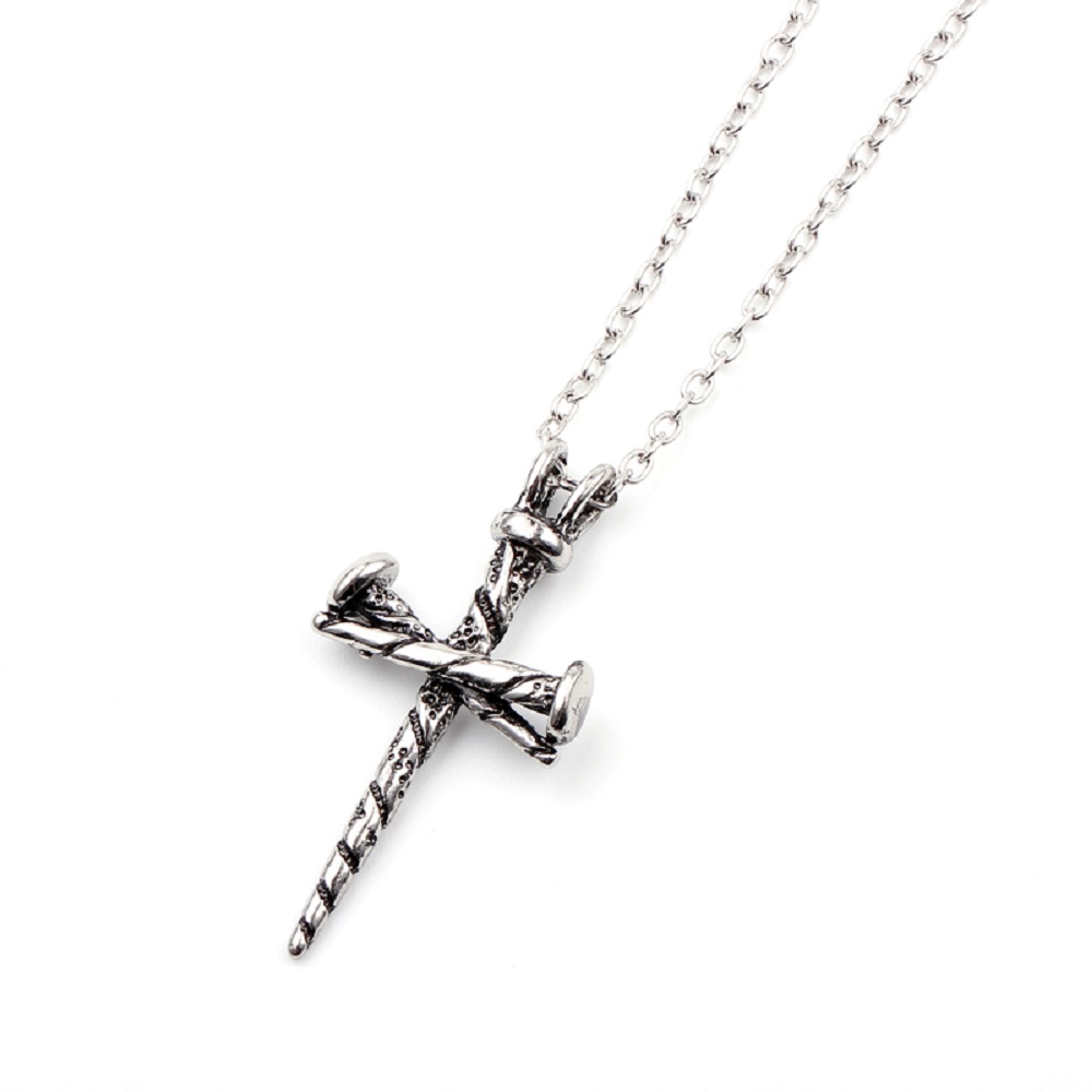 Vintage Men's Nail Shape Cross Pendants Necklace Punk Gothic Men Jewelry New Design Personality Necklace