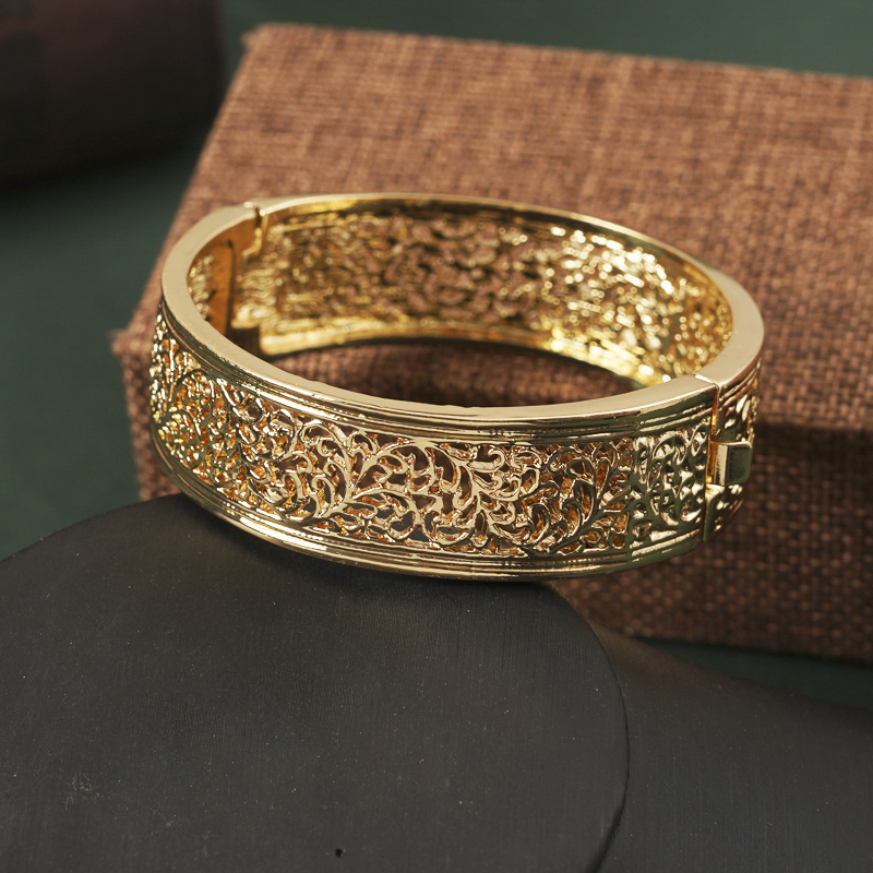 Gold Plated Bracelet Arabic Earrings Pendant Middle Eastern Women's Leaf Hollow Flower Drop Earrings Arabic Jewelry Bridal Gift