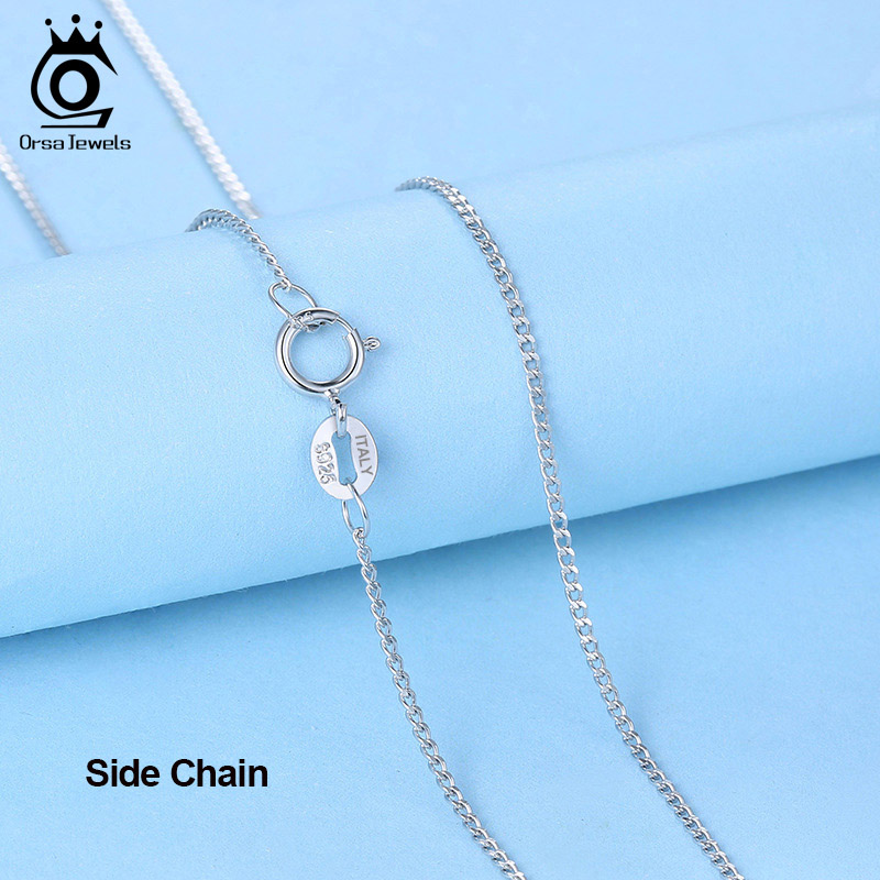 ORSA JEWELS Italian 925 Sterling Silver 1.0mm Side Chain Necklace Sterling Silver Pendant Necklaces Men Women Chain SC18-P