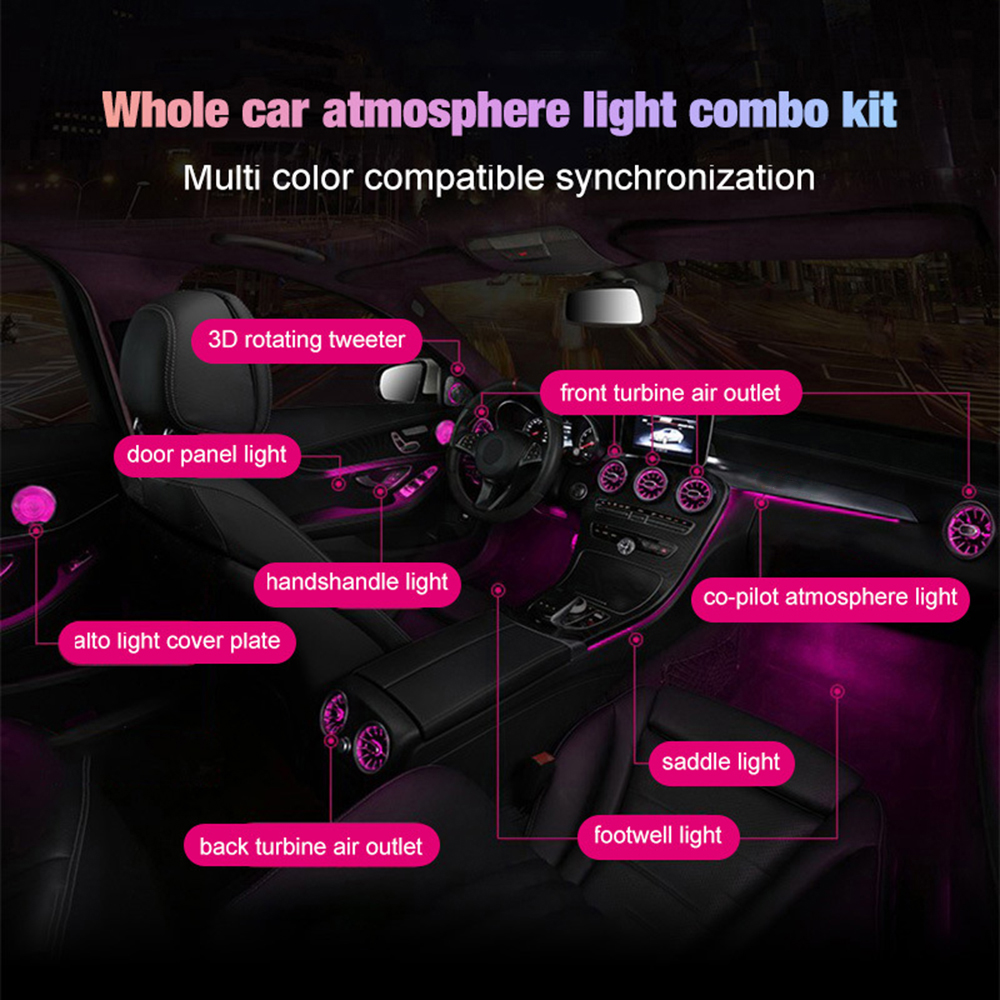 Full Set 64 colors x253 w205 Ambient Light Turbine Air Vent Rotating Tweeter Light For Mercedes Atmosphere LED C/GLC 2014-2022