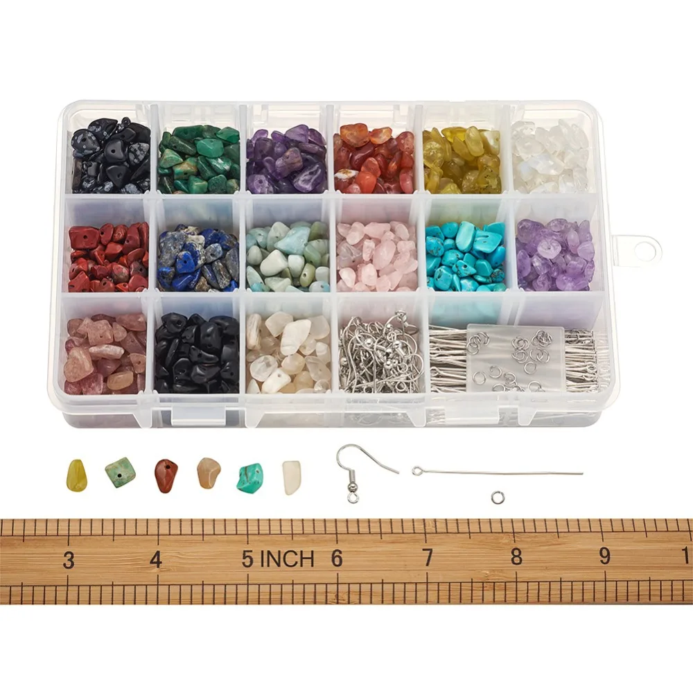 Natural Stone Beads Box WIth Accessories and Tools Irregular Gemstones Healing Loose Rocks For DIY Bracelet Jewelry Making Craft