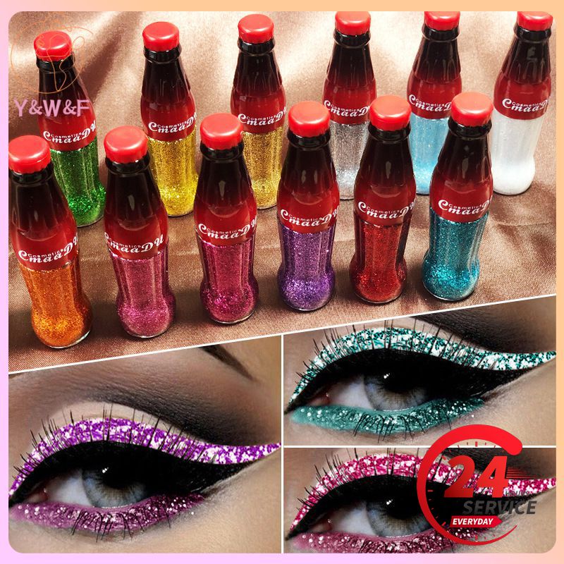 Waterproof Liquid Eyeliner Gold Color Liquid Glitter Eyeliner Durable Long Lasting Shiny Sequins Eye Pencil Makeup Beauty Tool