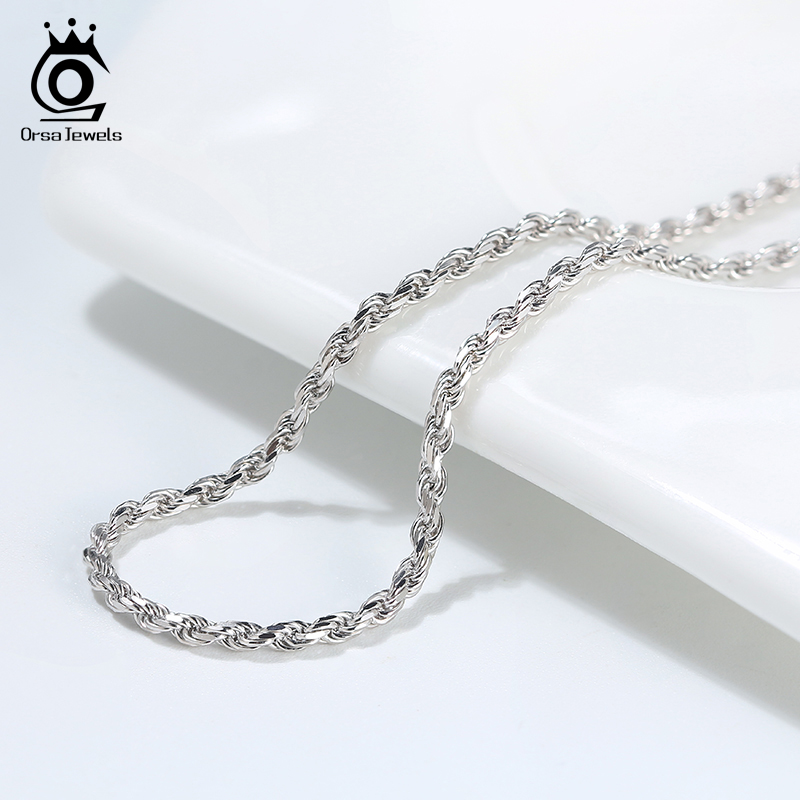 ORSA JEWELS 925 Sterling Silver Diamond-Cut Rope Chain Necklaces 1.2mm 1.5mm 1.7mm Neck Chain for Women Men Jewelry Gift SC29