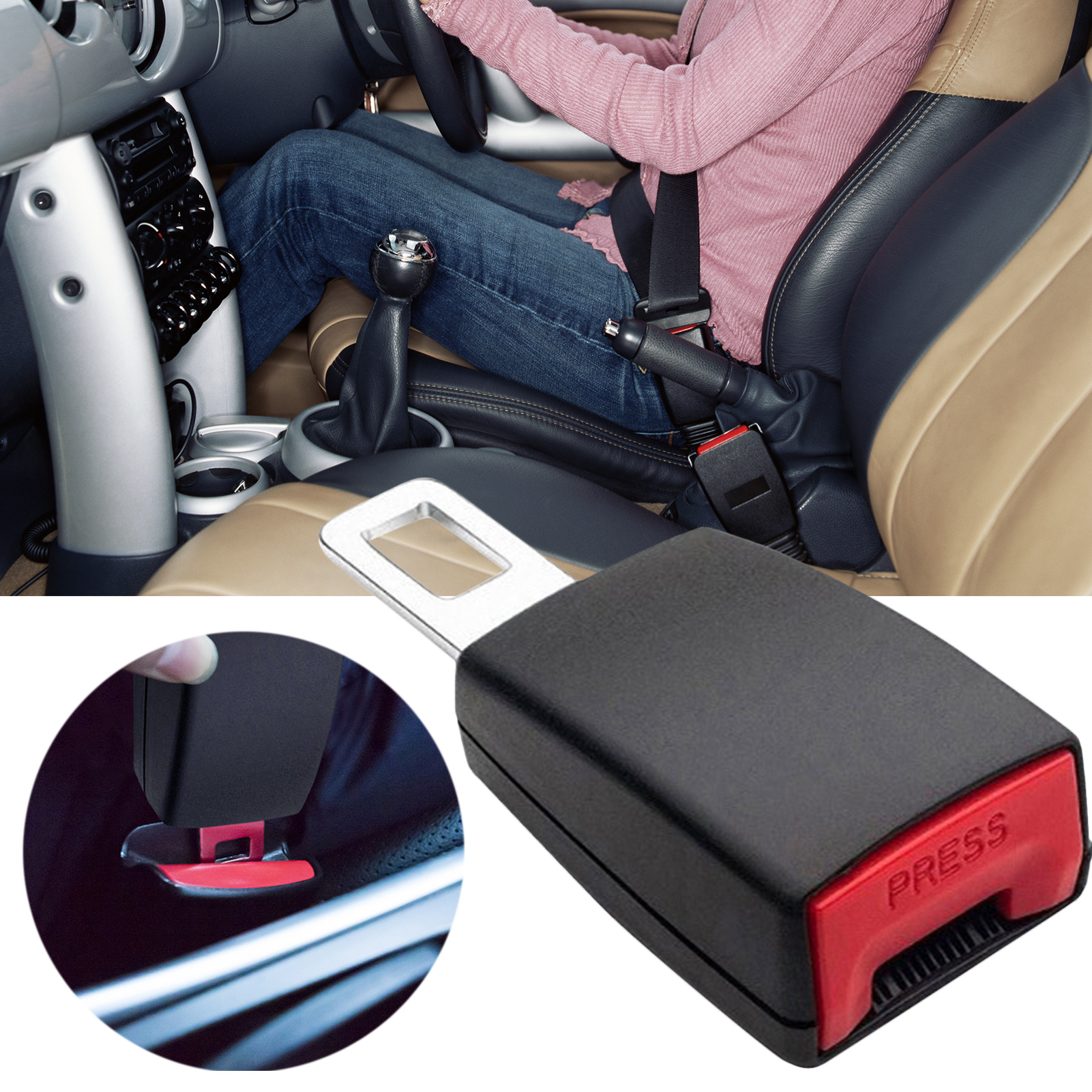 1PCS Car Seat Belt Clip Extender Plug Car Safety Lock Buckle Thick Insert Socket Extender Auto Kit