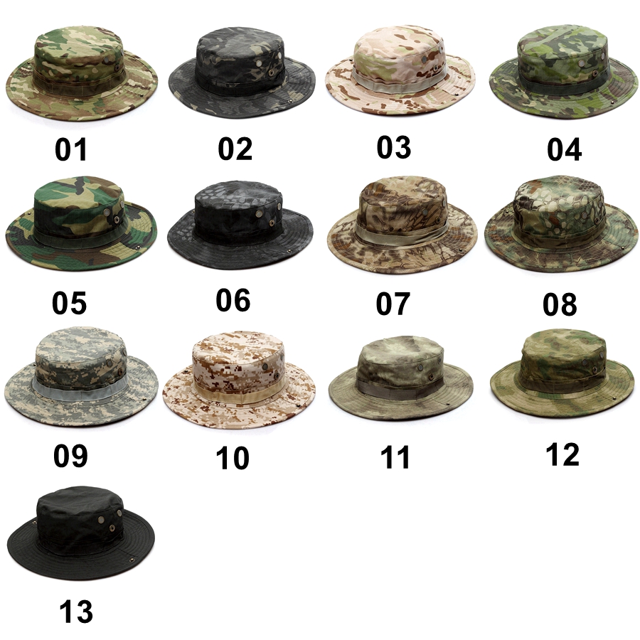 Military Camouflage Bucket Hats Multicam Boonie Hat Army Hunting Outdoor Hiking Fishing Sun Protector Fisherman Tactical Men