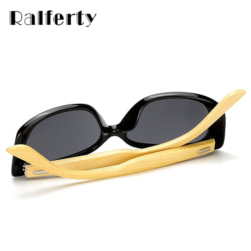 Ralferty Nature Bamboo Sunglasses Women Square Sunglass Female UV400 Shades Wooden Mirrored Sun Glasses Black Sunnies Lady K1533