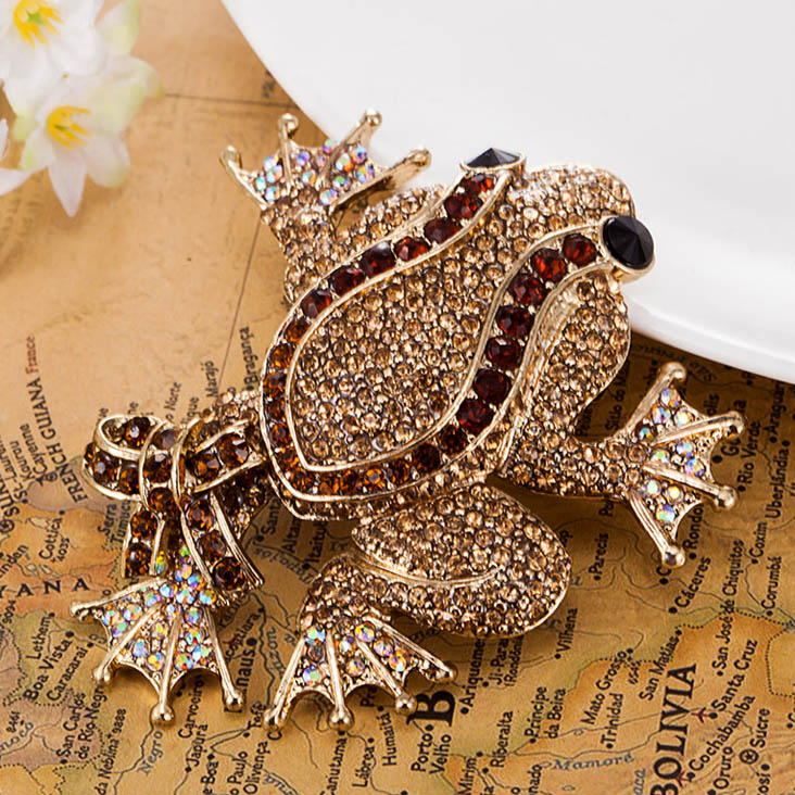 Big Size frog Brooch Men Jewelry Brand Rhinestone Animal Broaches Boutique vintage Men's Statement Pink Brooches Bouquet Broches
