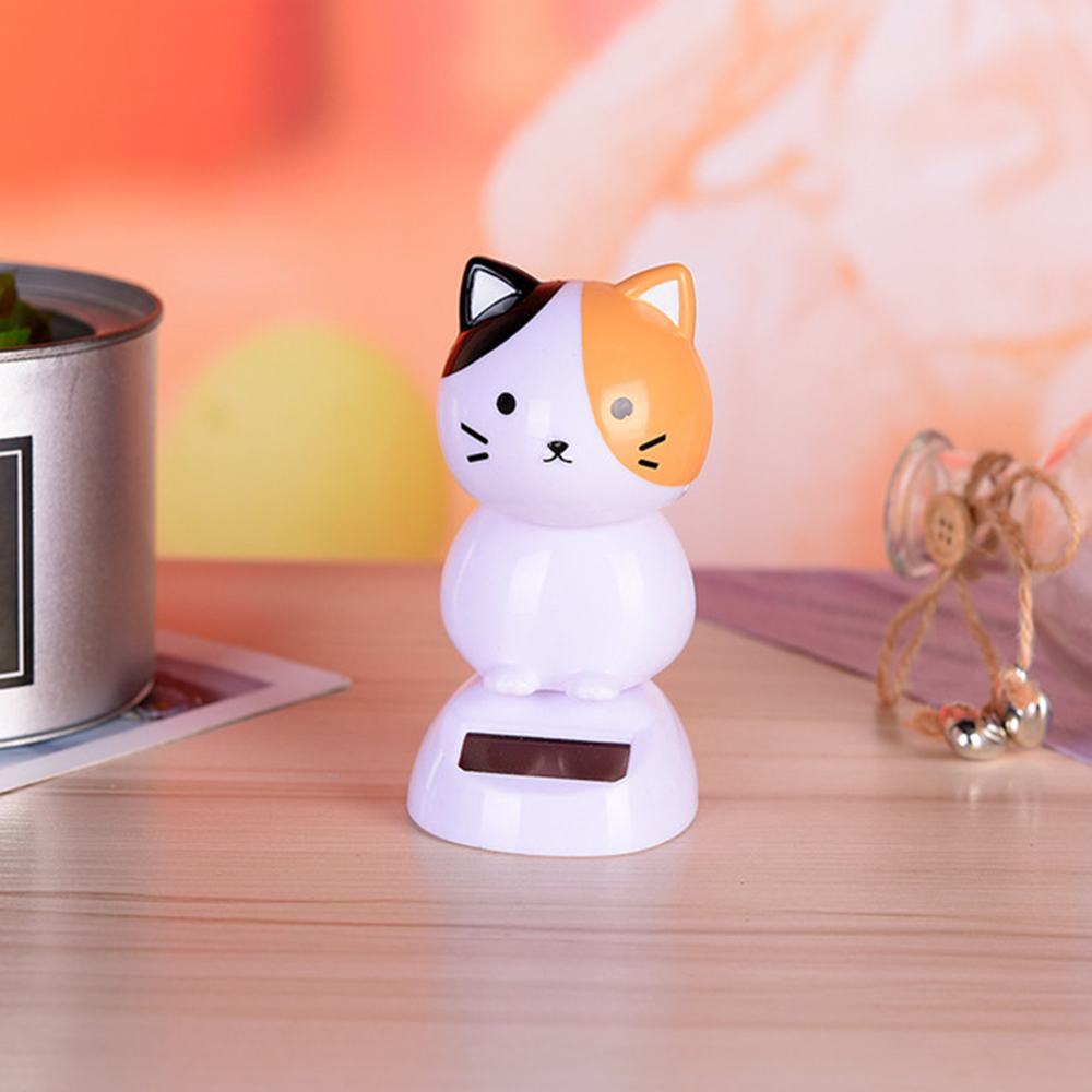 Car Ornaments Cute Solar Shaking Head Cat Toys Home Office Automobile Dashboard Swinging Shaking Head Decor Car Accessories
