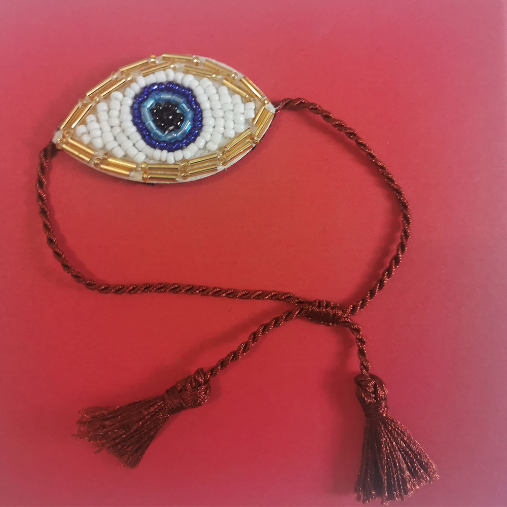 Ethnic crystal embroidery Bracelets Vintage Tassel Adjustable Blue Turkish Evil Eye Bracelets Women Christmas Jewelry wholesale