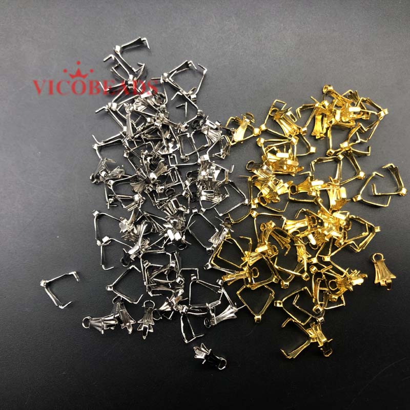 200PCS/LOT Pendant Clip Clasp Pinch Bail Pendant Connectors Bail Beads Jewelry Findings DIY Jewelry Accessories