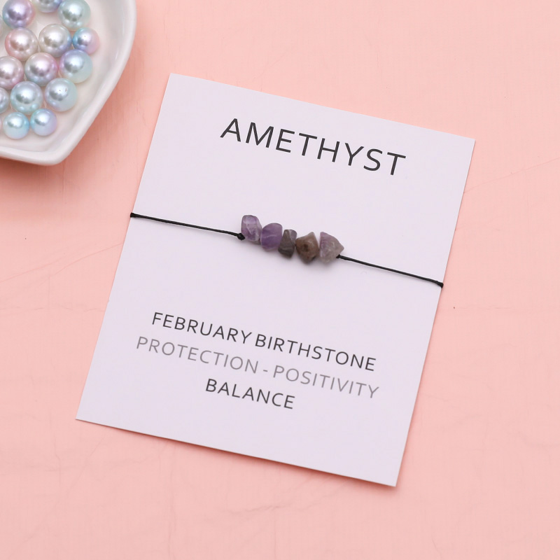Natural Amethyst Purple Healing Bracelet February Birth Stone Bracelet Crystal Birth Stone Jewelry for February Birthday Gift