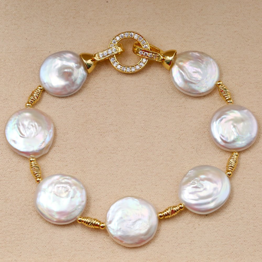 BaroqueOnly Special Shape Natural Baroque Style Coin White Pearl Necklace Sweater Chian/Bracelet/Choker Lighting Buckle NE