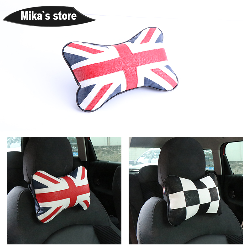 PU Leather Seat Breathable Car Pillow Neck Headrest For MINI COOPER F60 R60 F55 F56 F54 Soft Styling Auto Interior Accessories