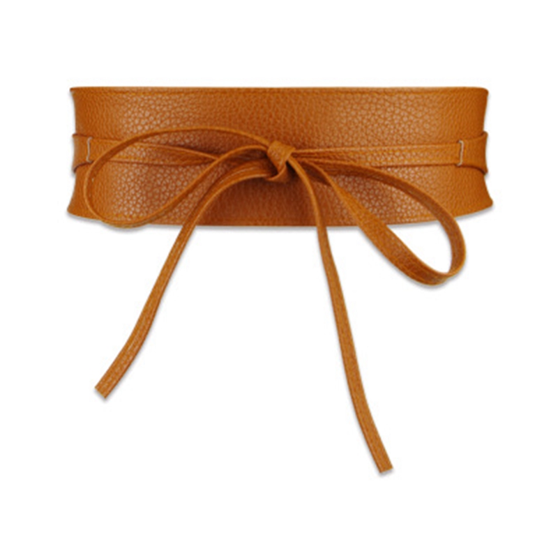 Solid Belt for Women Soft PU Leather Waistband Self Tie Bow Wrap Around Waist Band Cinch Obi Belt