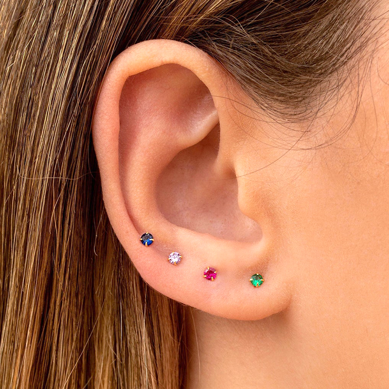 925 Sterling Silver Needle Small Geometry Triangle Crystal Stud Earring for Woman Lovers' Couples Bling Simple Piercing Earrings