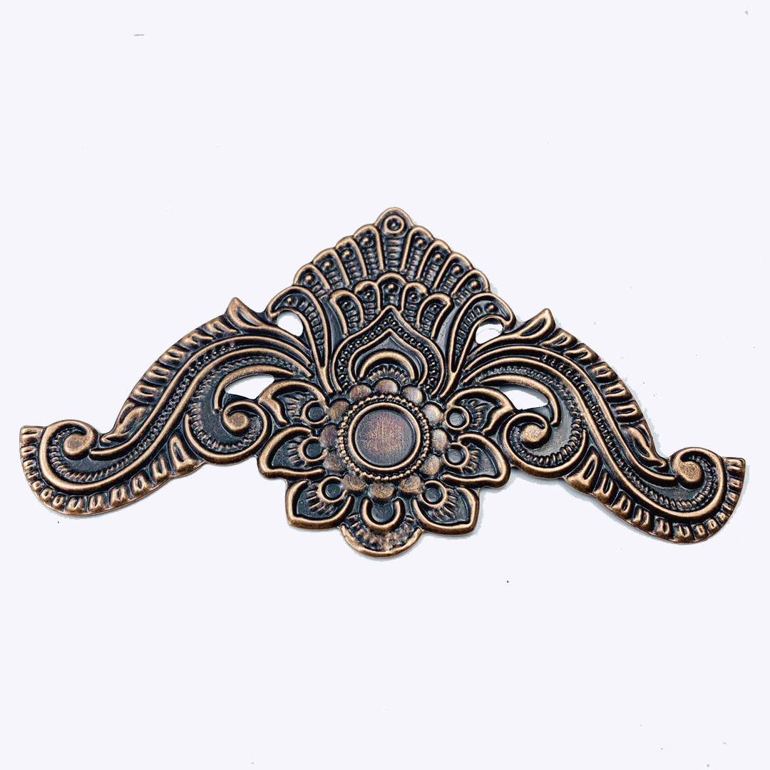 5pcs 56x104mm Filigree Triangle Wraps Metal Charms For Embellishment Scrapbook DIY Jewelry Craft