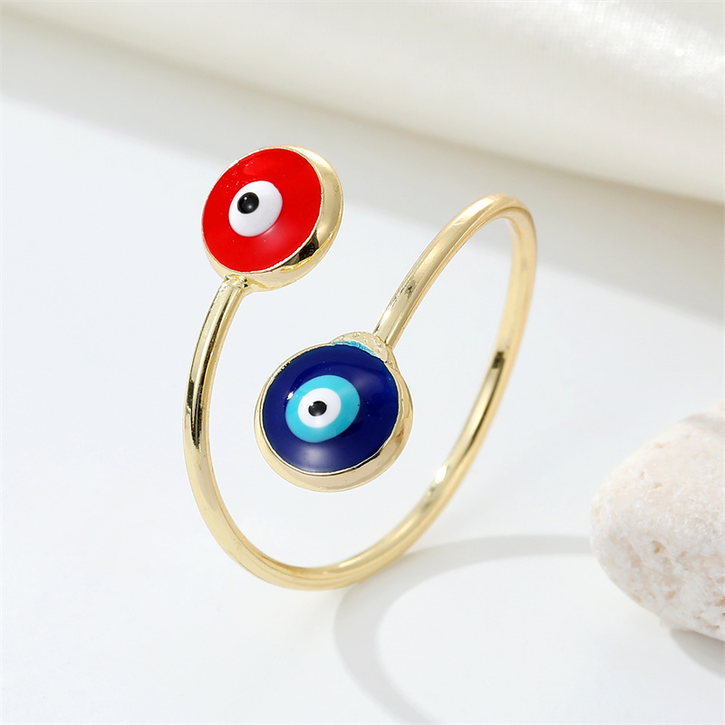 Enamel Turkish Turkey Evil Eye Finger Rings For Women Gift Trendy Simple Blue Eye Adjustable Rings Party Wedding Jewelry R423