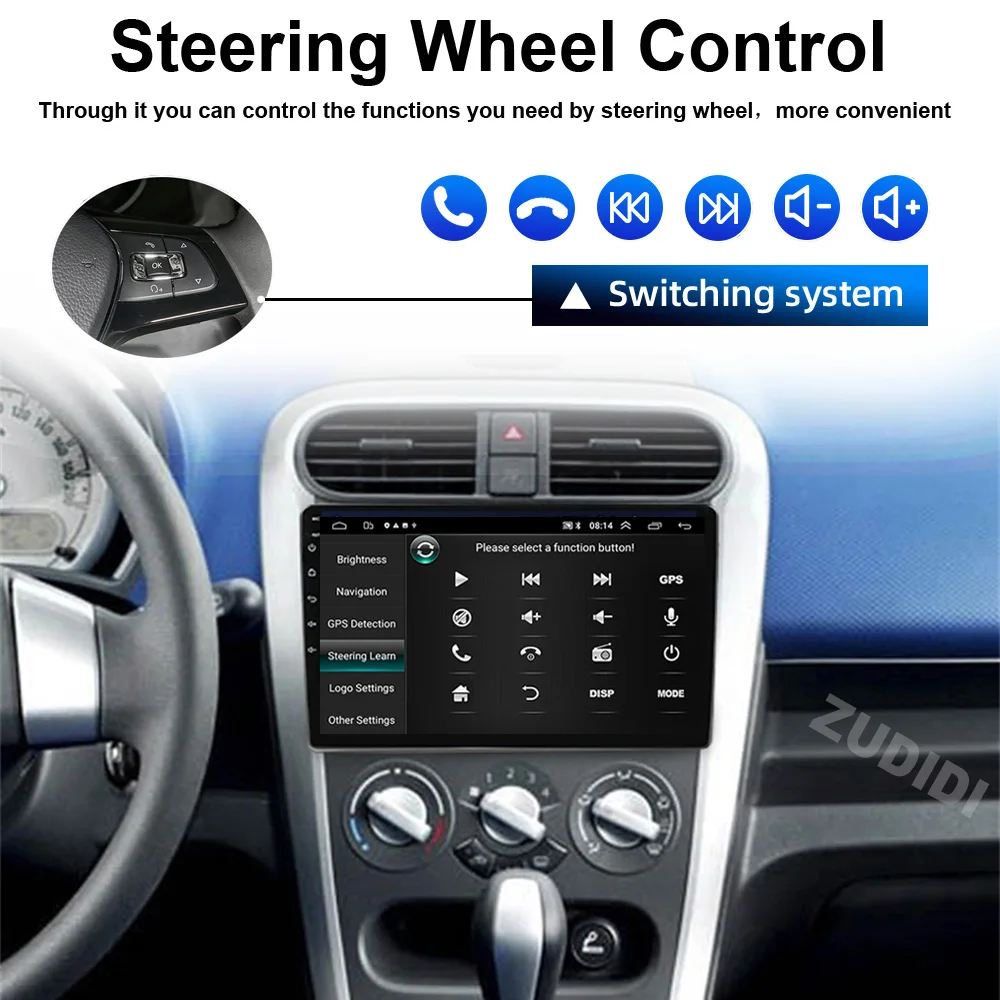 8G 128G 2DIN Android 13 Car Auto Radio For Opel Agila Suzuki Splash Ritz 2008-2014 Multimedia Player Head unit Carplay+Auto WIFI