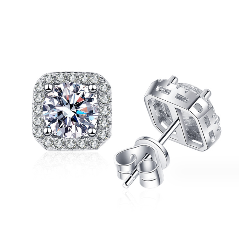 GRA D VVS1 Moissanite Stud Earrings Pass Diamond Tester Women 925 Sterling Silver Platinum Finish 2 GRA Certificates Moissanita